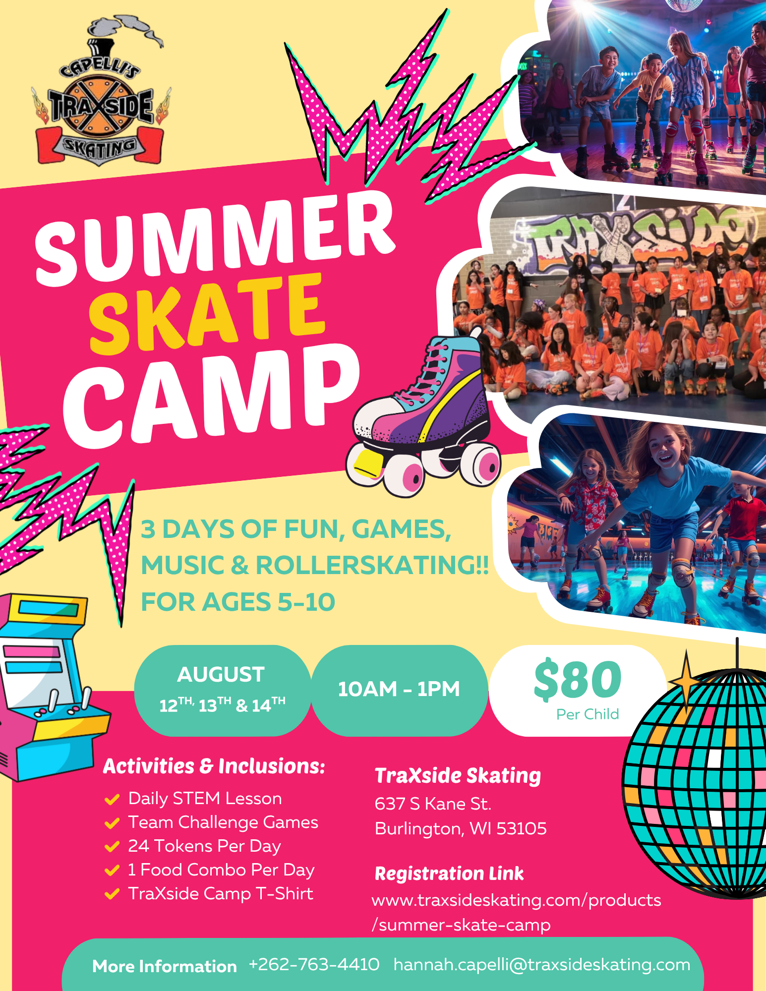 We offer several outstanding birthday party packages. Each package we have is a great value and great entertainment! You can also have your office, S.T.E.M., or school outings here. Regardless of your budget, we are certain TraXside Skating has the solution for your celebration needs.